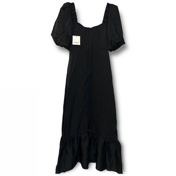 NWT SANDRO Falbala Noir Embellished Midi Party Dress - Picture 9 of 12